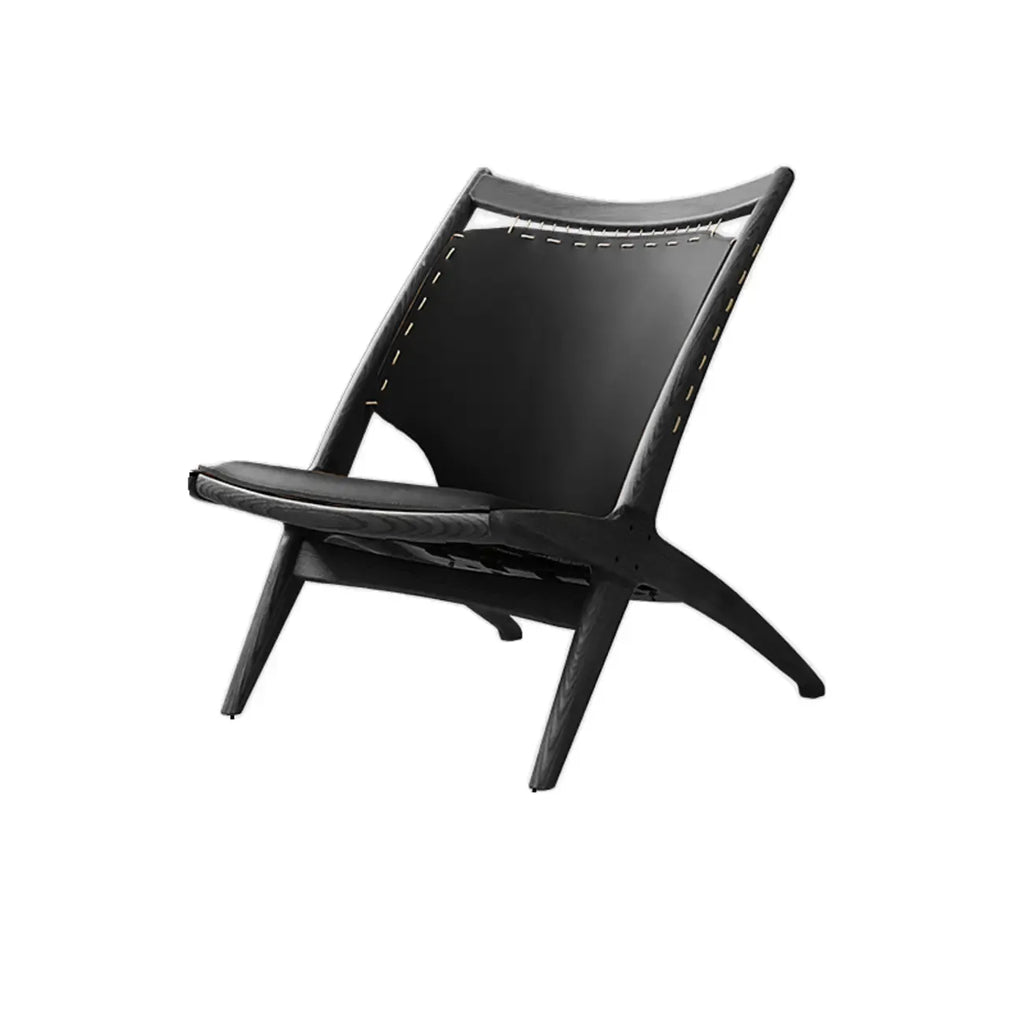Fauteuil minimaliste en cuir marron selle pour salon