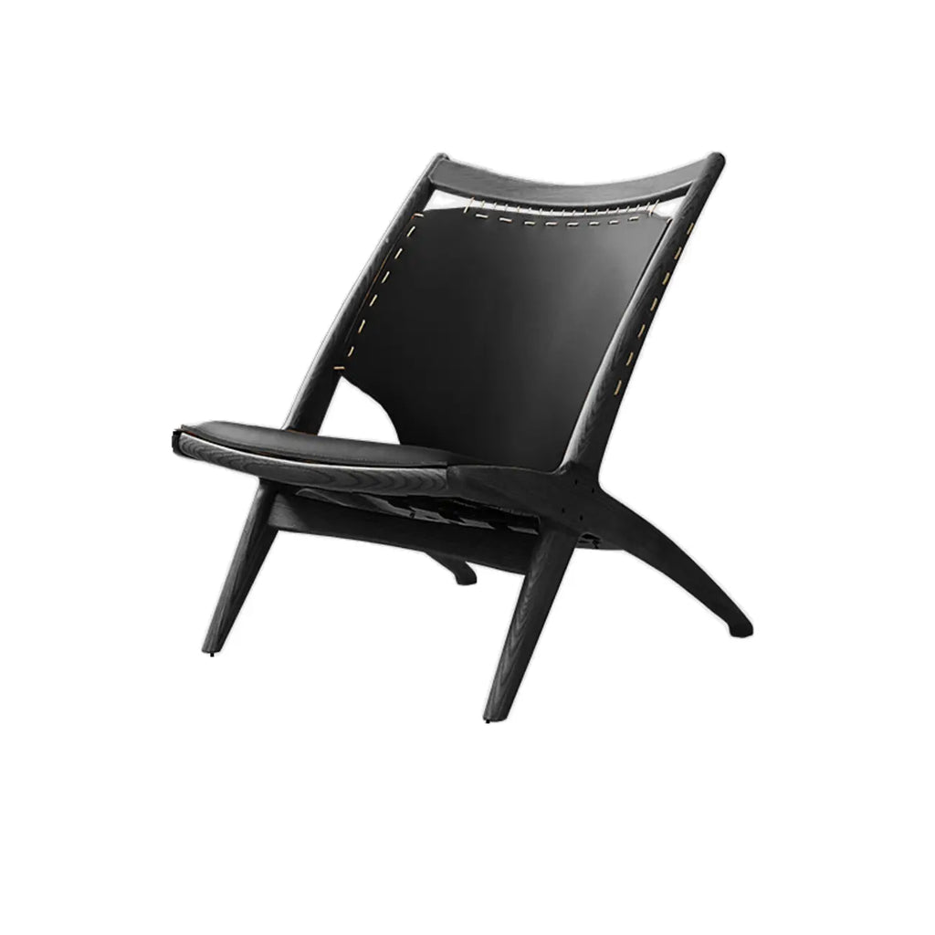 Fauteuil minimaliste en cuir marron selle pour salon