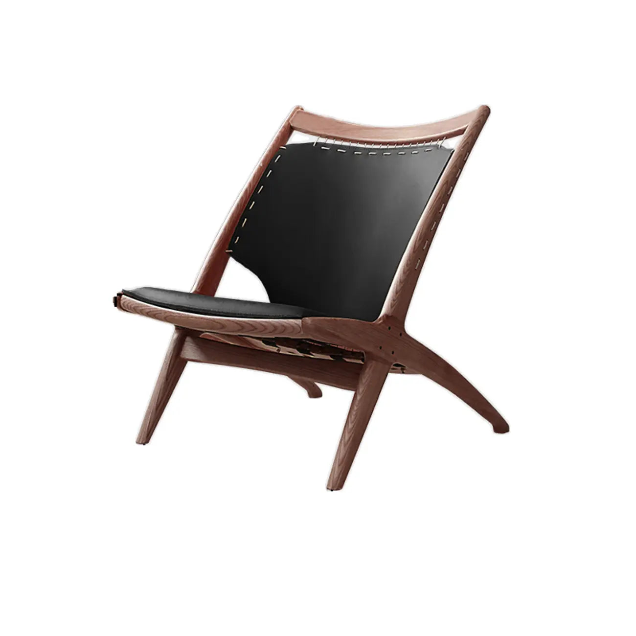 Fauteuil minimaliste en cuir marron selle pour salon