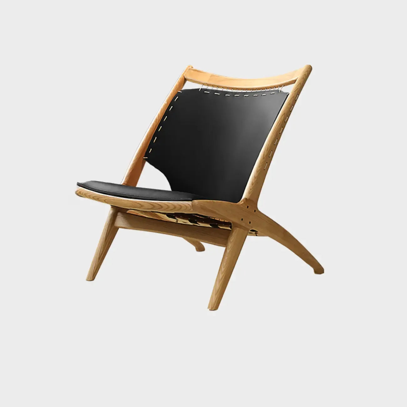 Fauteuil minimaliste en cuir marron selle pour salon