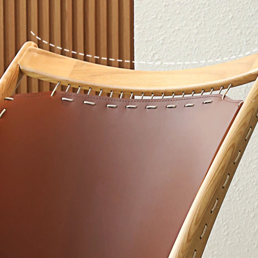 Fauteuil minimaliste en cuir marron selle pour salon
