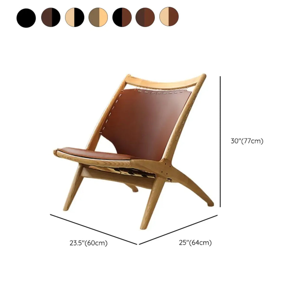 Fauteuil minimaliste en cuir marron selle pour salon