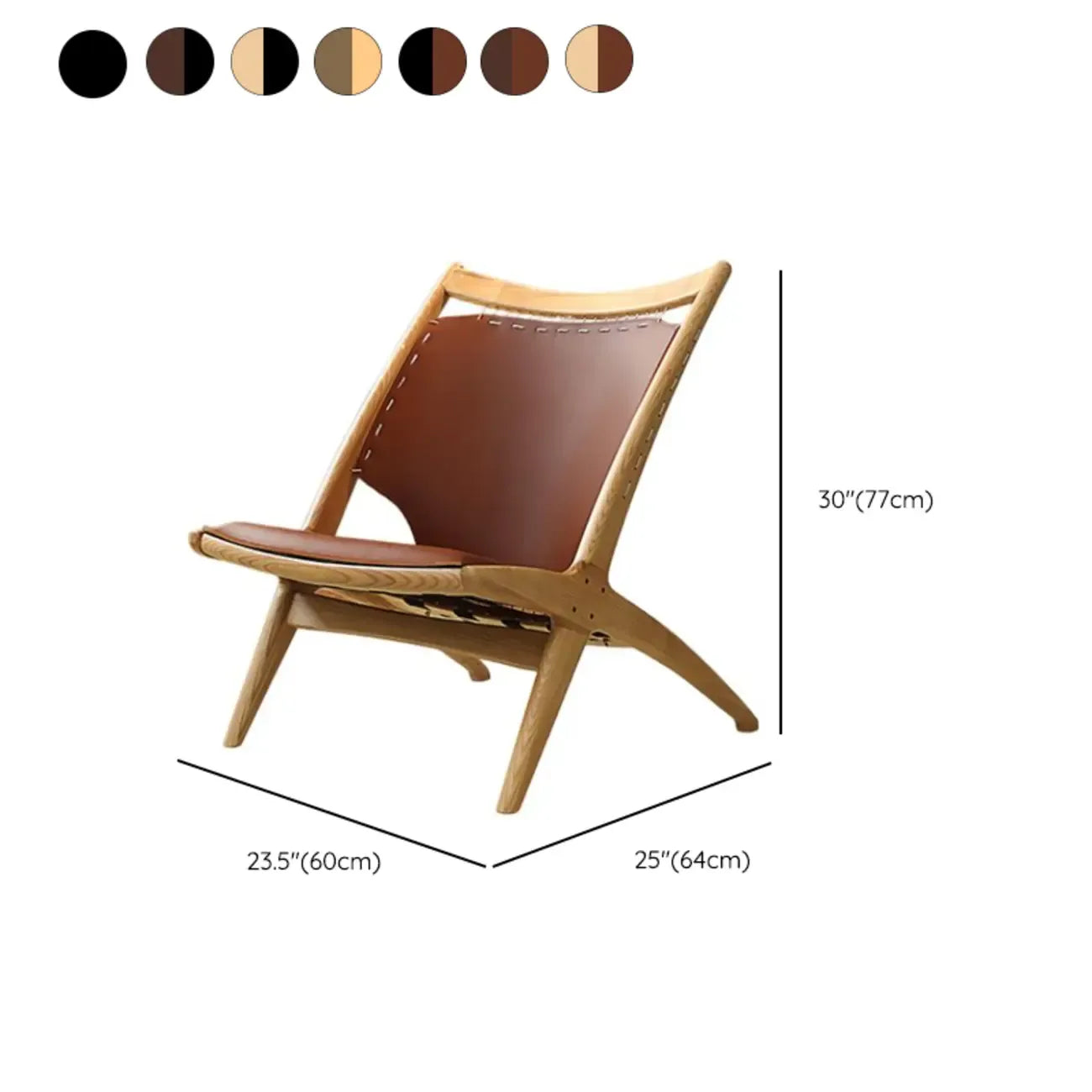 Fauteuil minimaliste en cuir marron selle pour salon