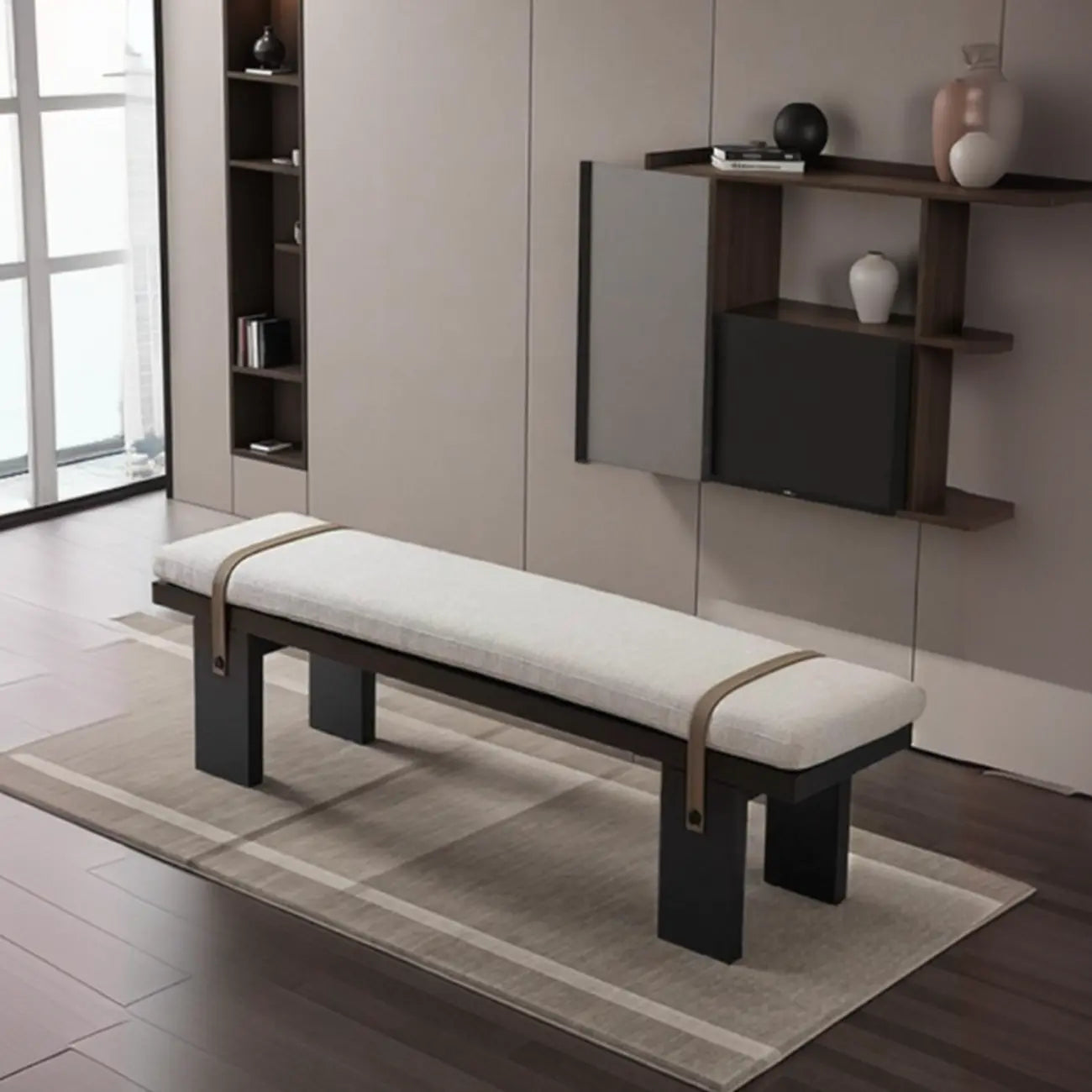Banc de chambre minimaliste capitonné avec coussin moelleux