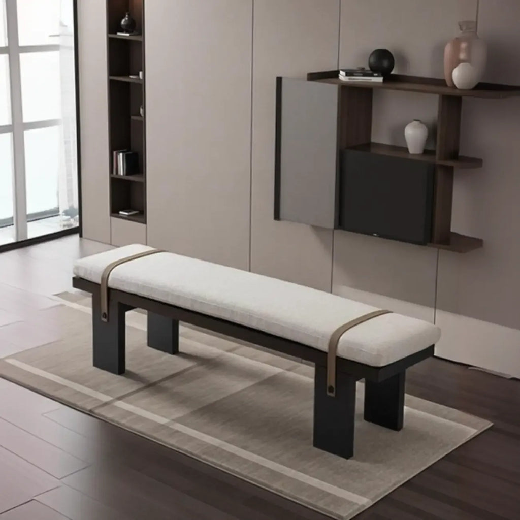 Banc de chambre minimaliste capitonné avec coussin moelleux