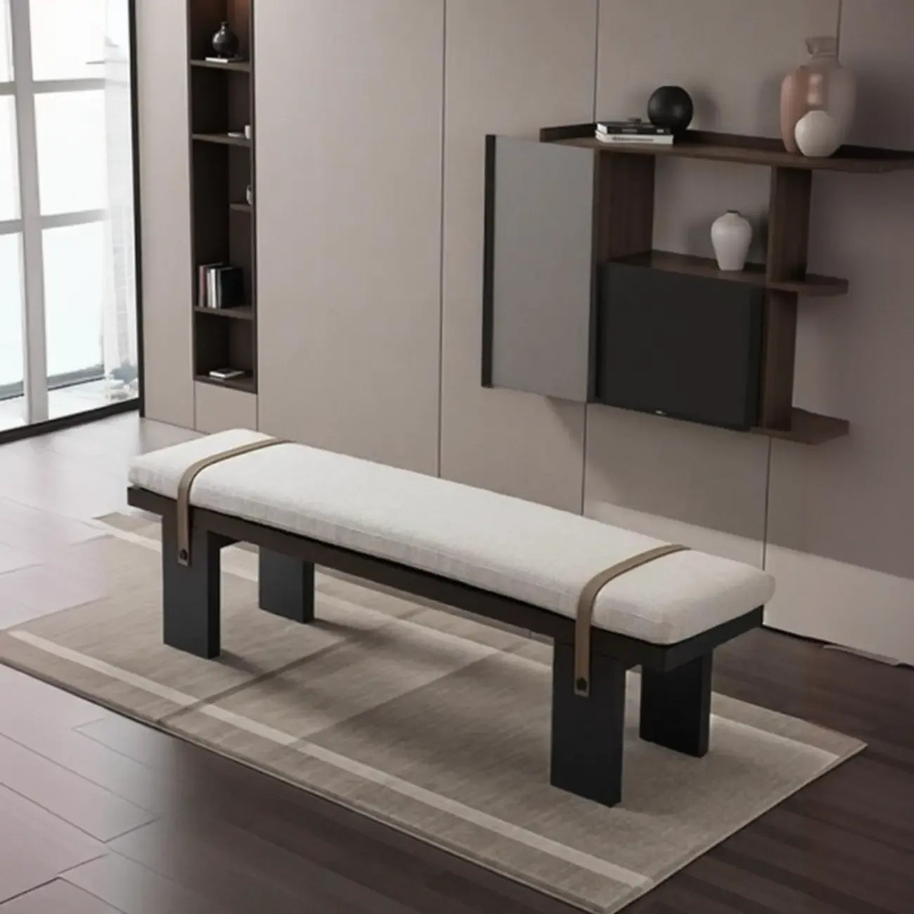 Banc de chambre minimaliste capitonné avec coussin moelleux