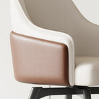 Chaise de salle à manger pivotante moderne en similicuir avec dossier plein