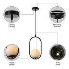 Suspension élégante Globe noire et dorée pour chambre à coucher