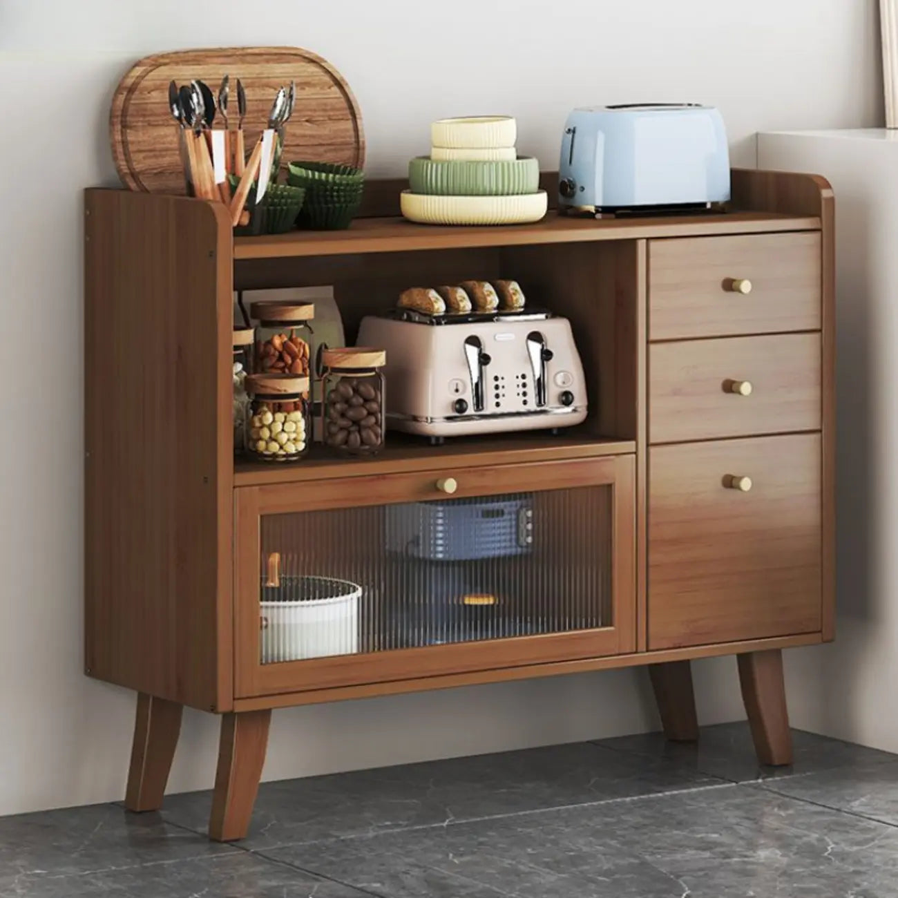 Buffets étroits modernes en bambou, armoires de rangement