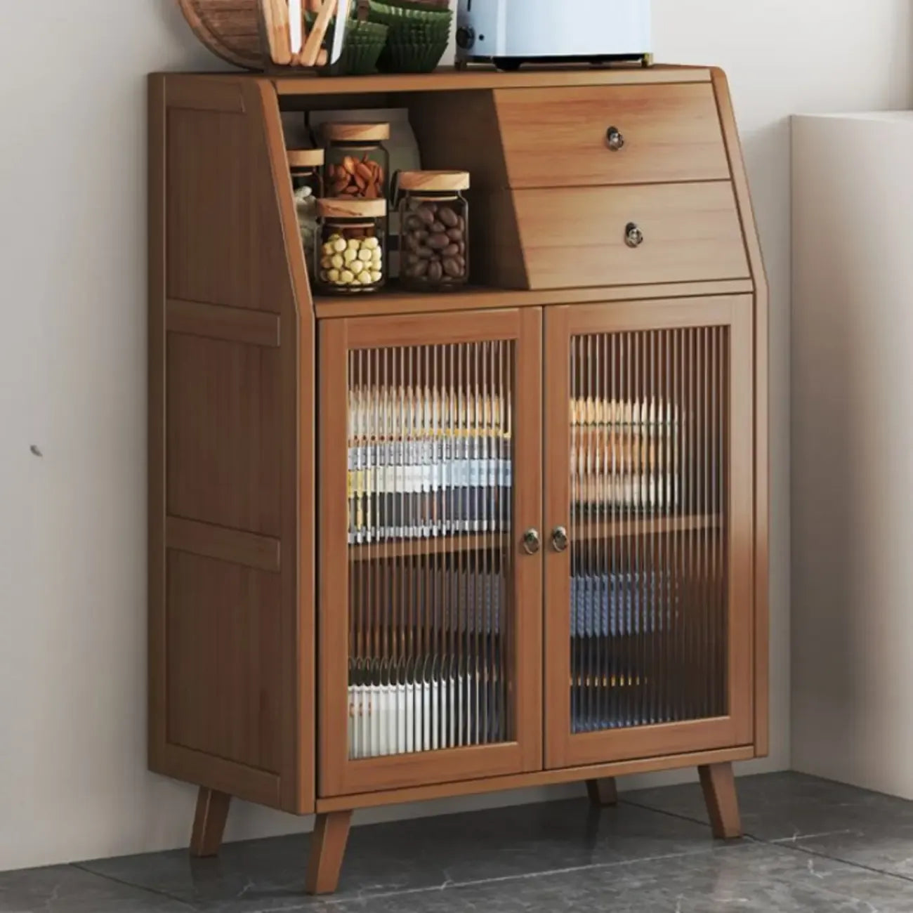 Buffets étroits modernes en bambou, armoires de rangement