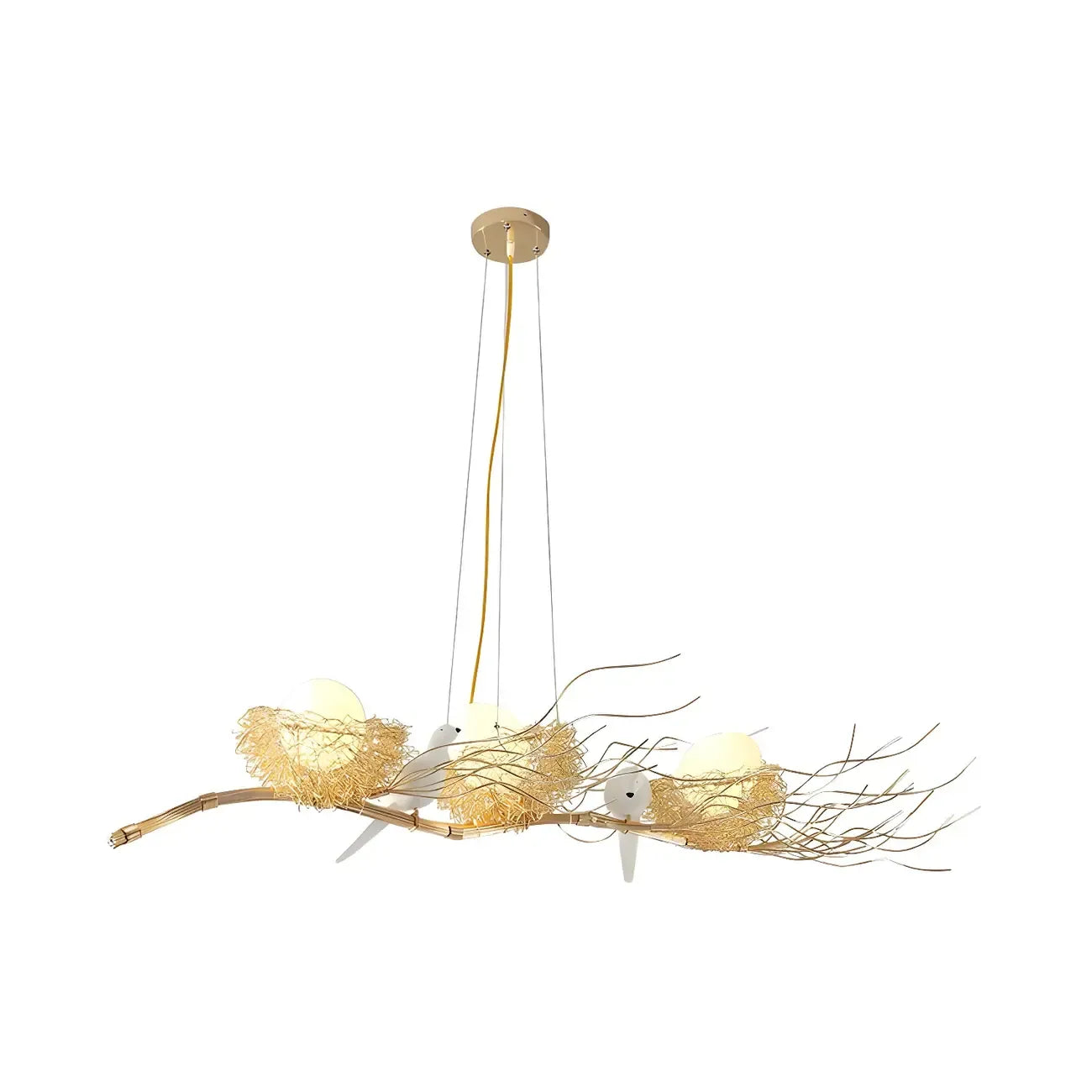 Suspension moderne en métal doré avec motif d'oiseau pour îlot de cuisine
