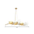Suspension moderne en métal doré avec motif d'oiseau pour îlot de cuisine
