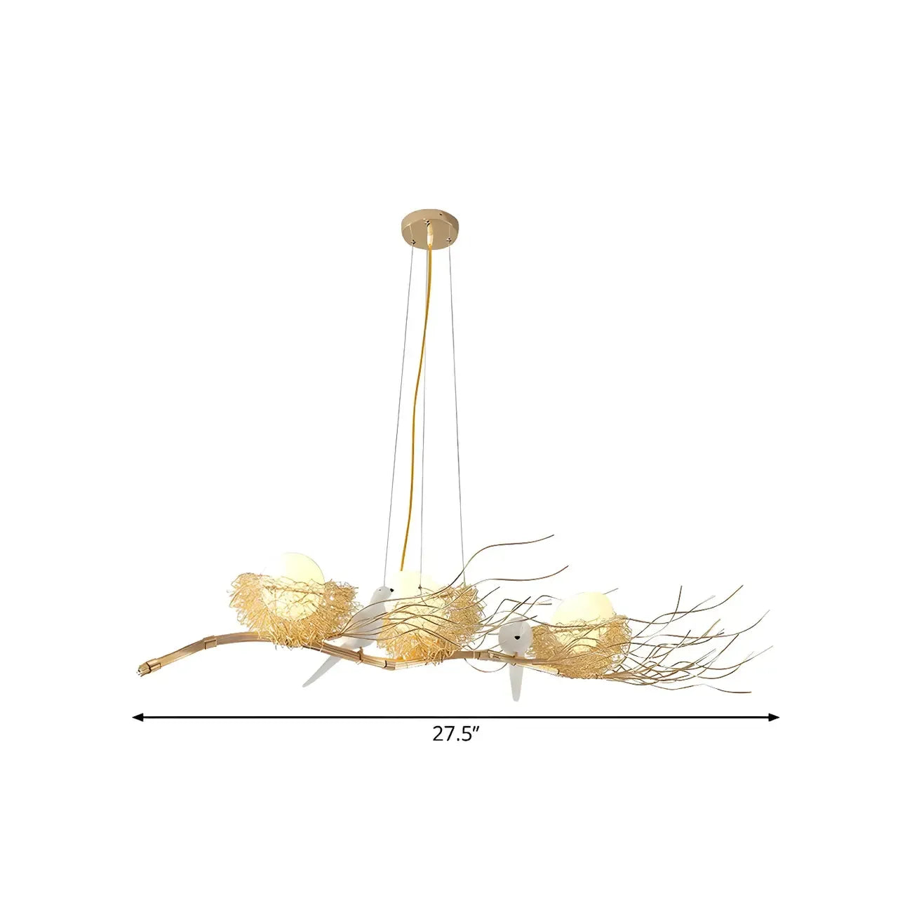 Suspension moderne en métal doré avec motif d'oiseau pour îlot de cuisine