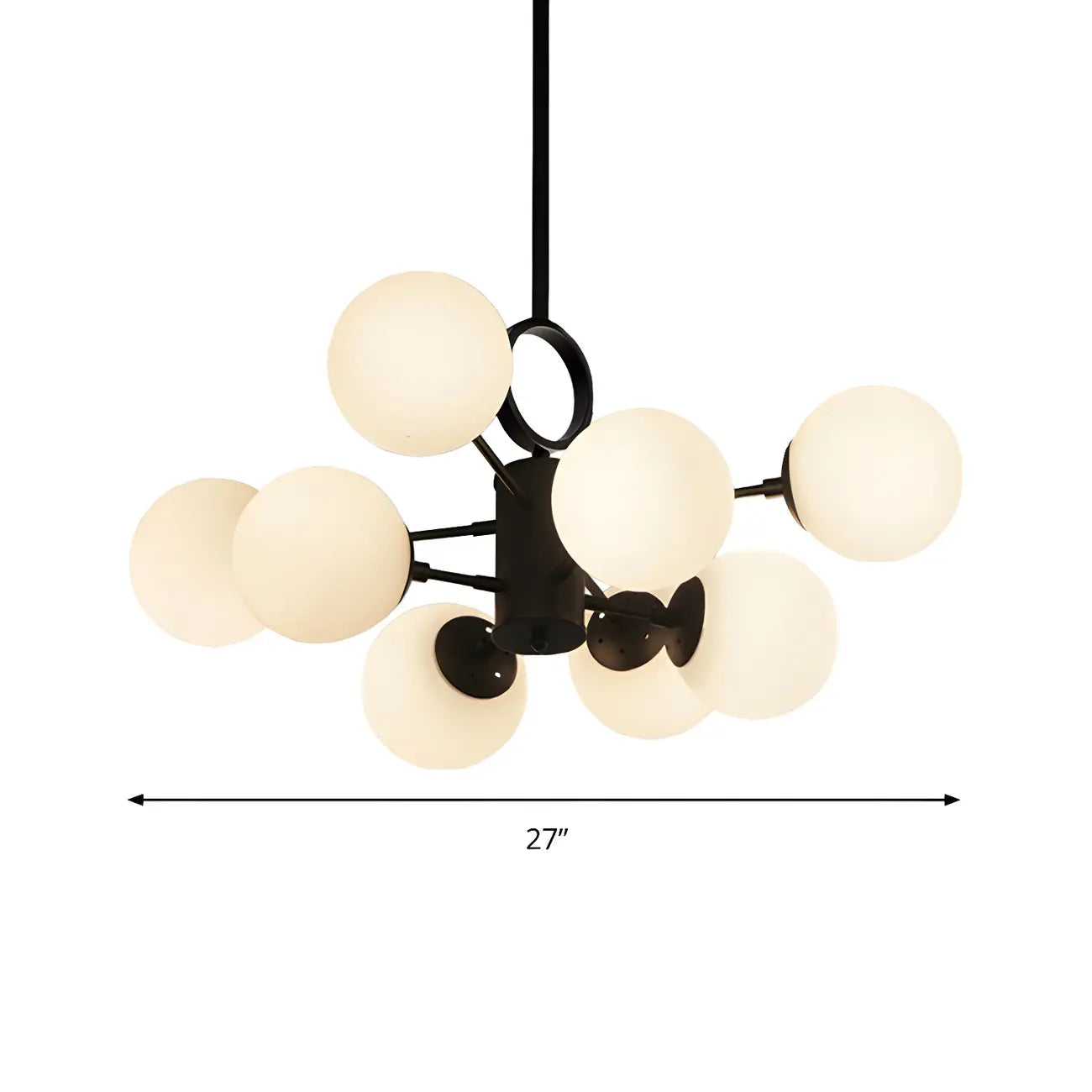Lustre Sputnik moderne du milieu du siècle, abat-jour en verre en forme de globe
