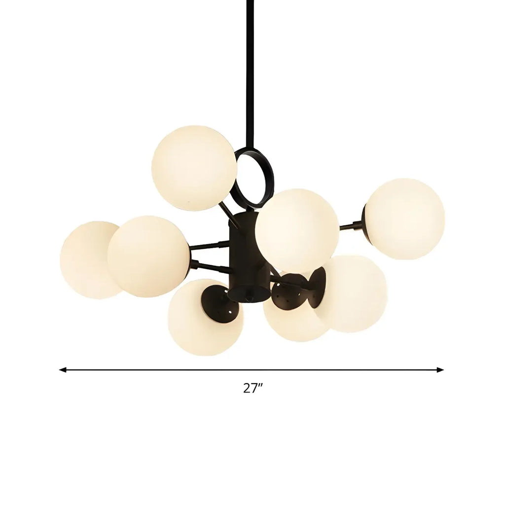 Lustre Sputnik moderne du milieu du siècle, abat-jour en verre en forme de globe