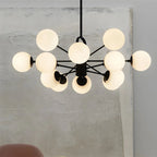 Lustre Sputnik moderne du milieu du siècle, abat-jour en verre en forme de globe