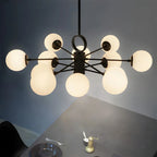 Lustre Sputnik moderne du milieu du siècle, abat-jour en verre en forme de globe