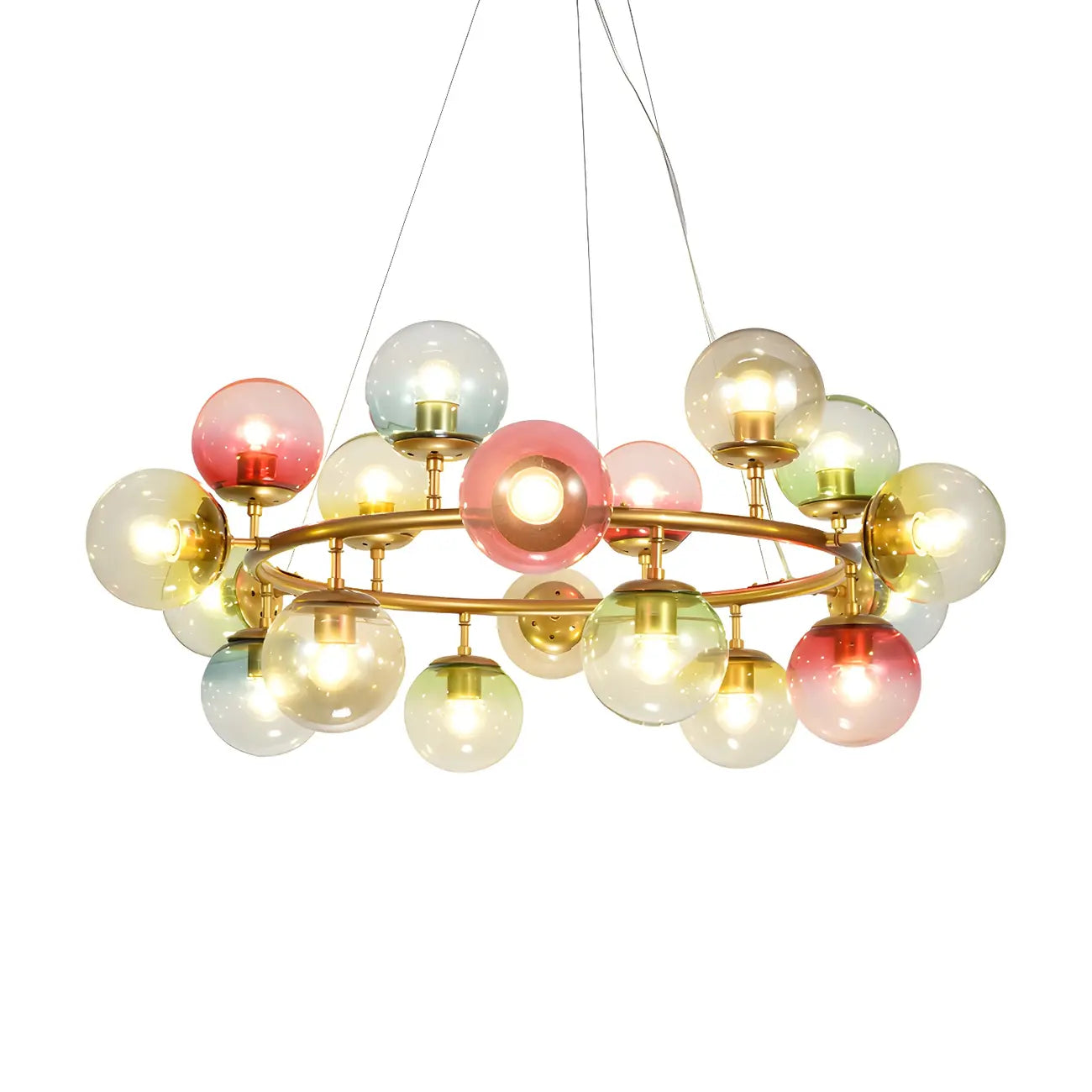 Lustre sphérique annulaire multicolore moderne