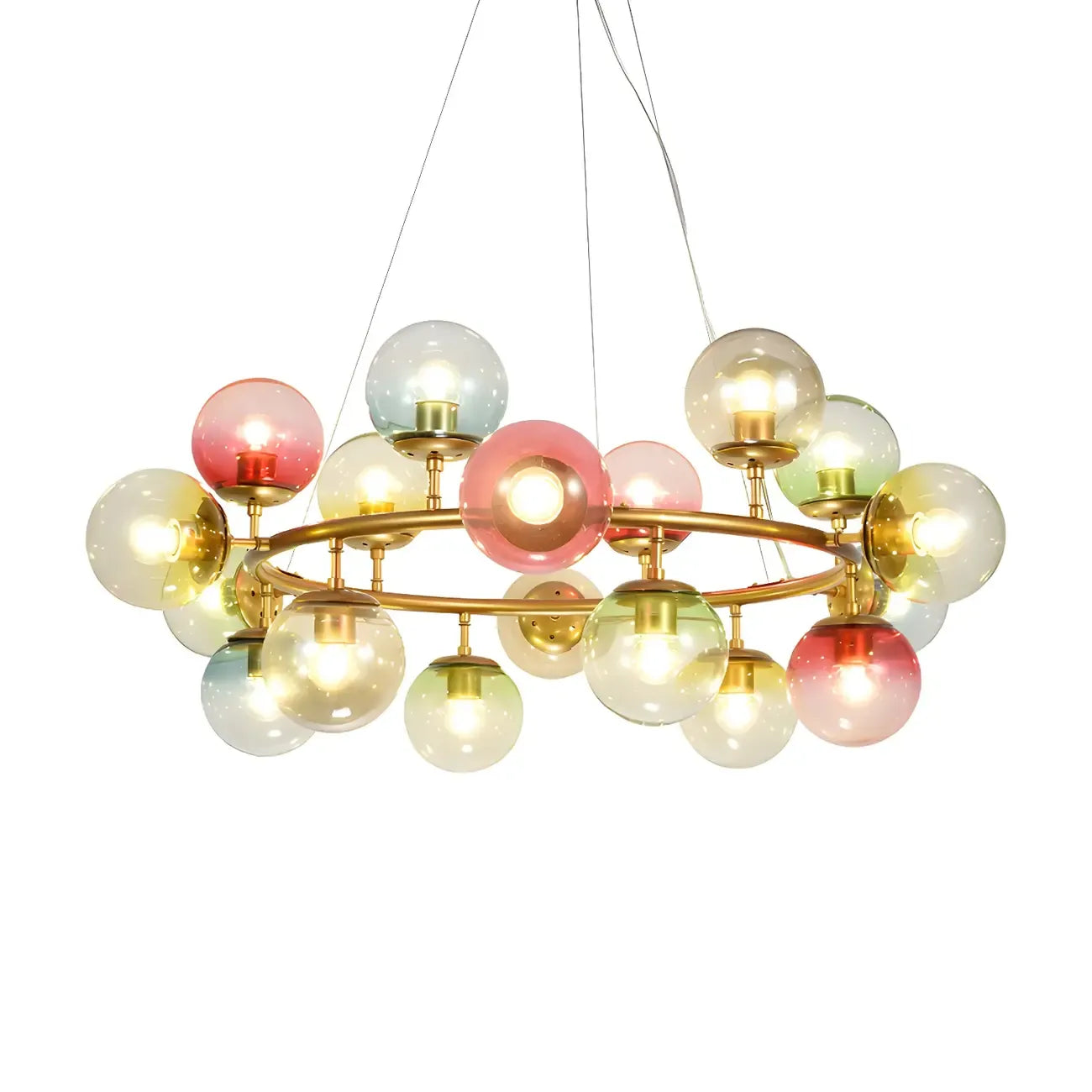 Lustre sphérique annulaire multicolore moderne