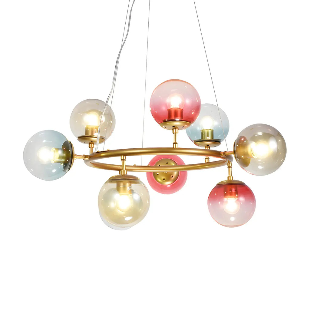 Lustre sphérique annulaire multicolore moderne