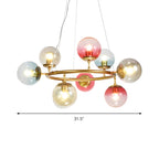 Lustre sphérique annulaire multicolore moderne