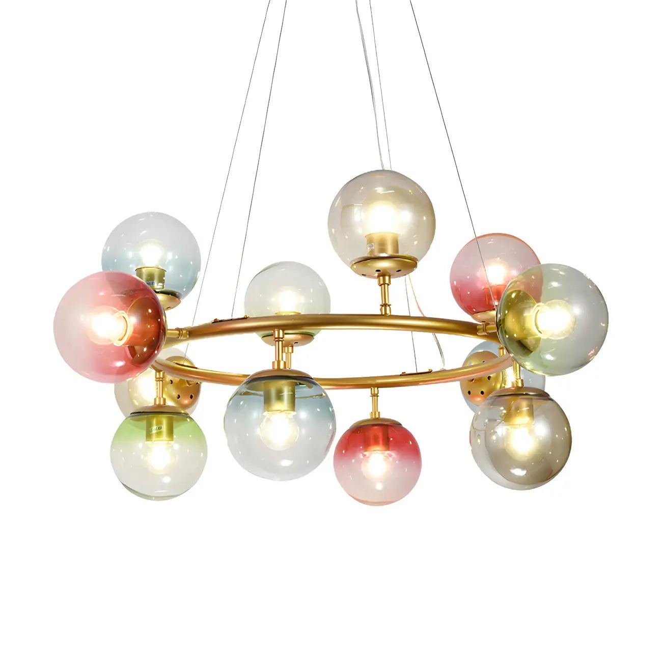 Lustre sphérique annulaire multicolore moderne
