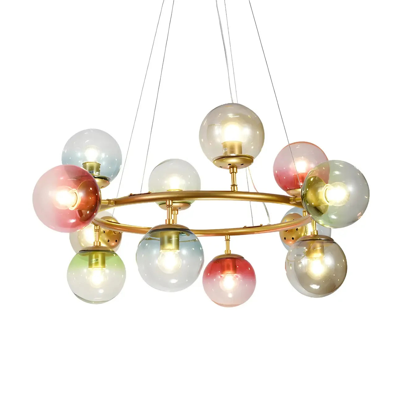 Lustre sphérique annulaire multicolore moderne