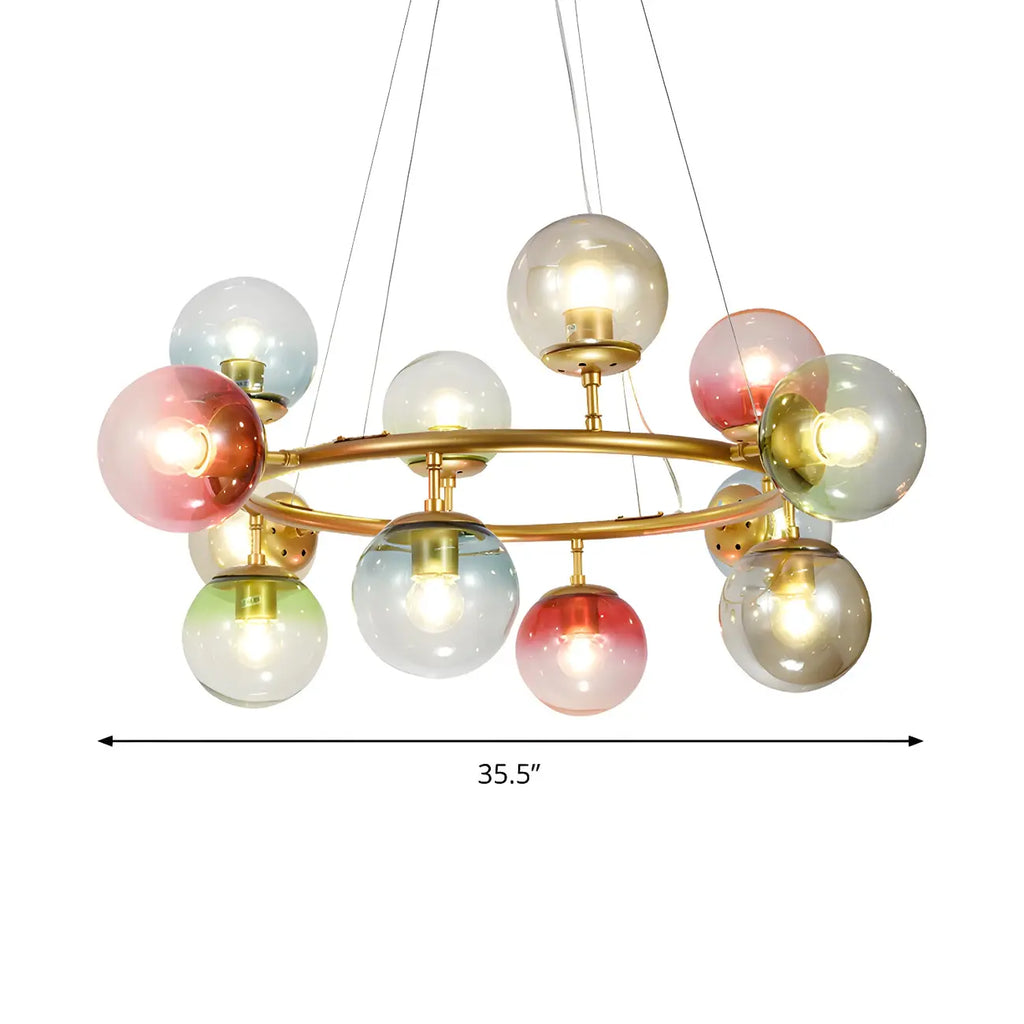 Lustre sphérique annulaire multicolore moderne