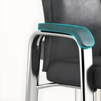Chaise de bureau moderne HomeyFad en cuir et métal, à 4 pieds et accoudoirs