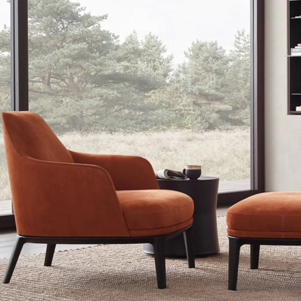 Fauteuil d'appoint moderne à dossier haut avec repose-pieds