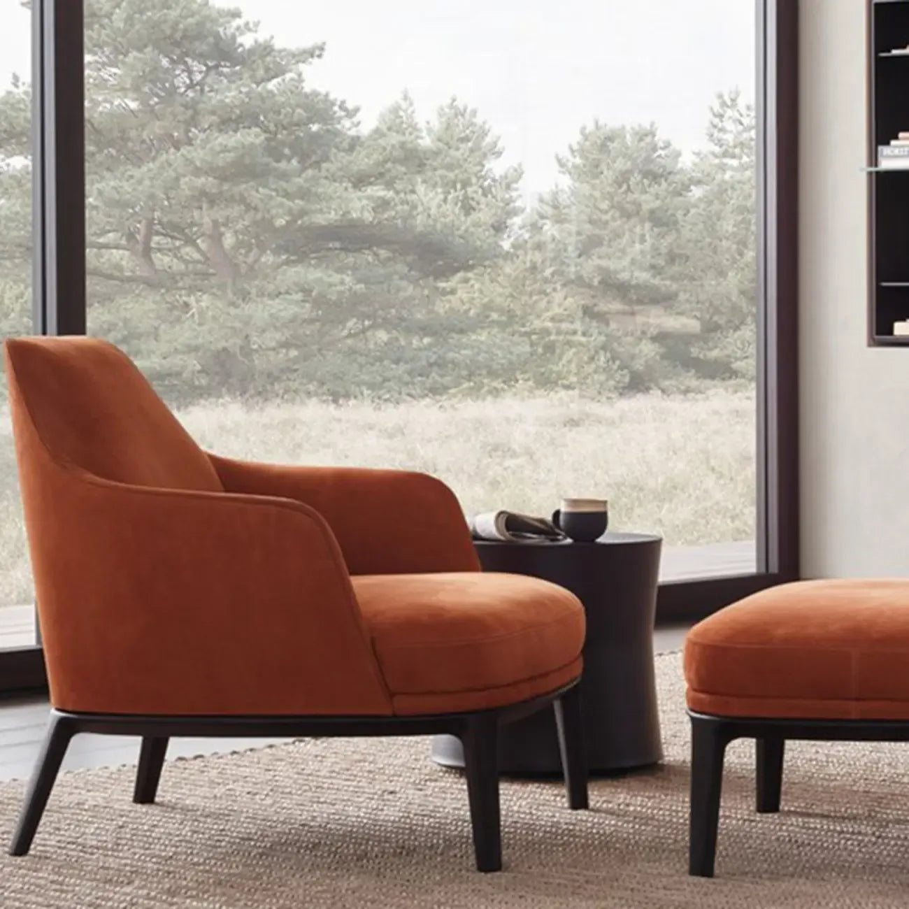 Fauteuil d'appoint moderne à dossier haut avec repose-pieds