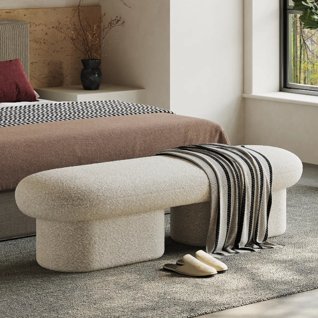 59 Panca da camera da letto contemporanea rivestita in tessuto beige