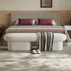 59 Panca da camera da letto contemporanea rivestita in tessuto beige