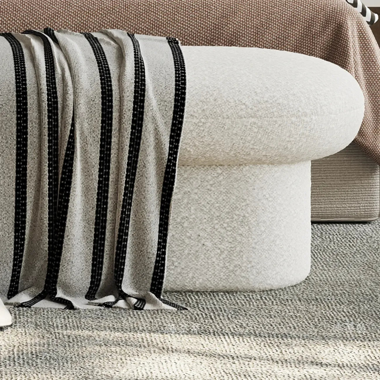 59 Panca da camera da letto contemporanea rivestita in tessuto beige