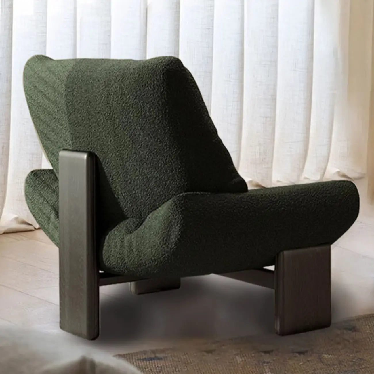 Fauteuil d'appoint moderne à dossier haut en chenille pour salon
