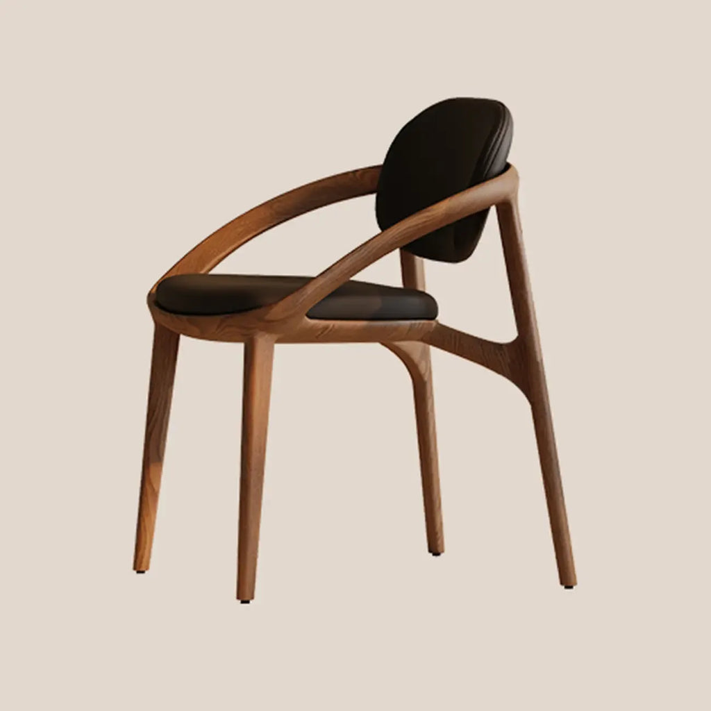 Chaise de salle à manger en bois de style moderne du milieu du siècle avec accoudoirs