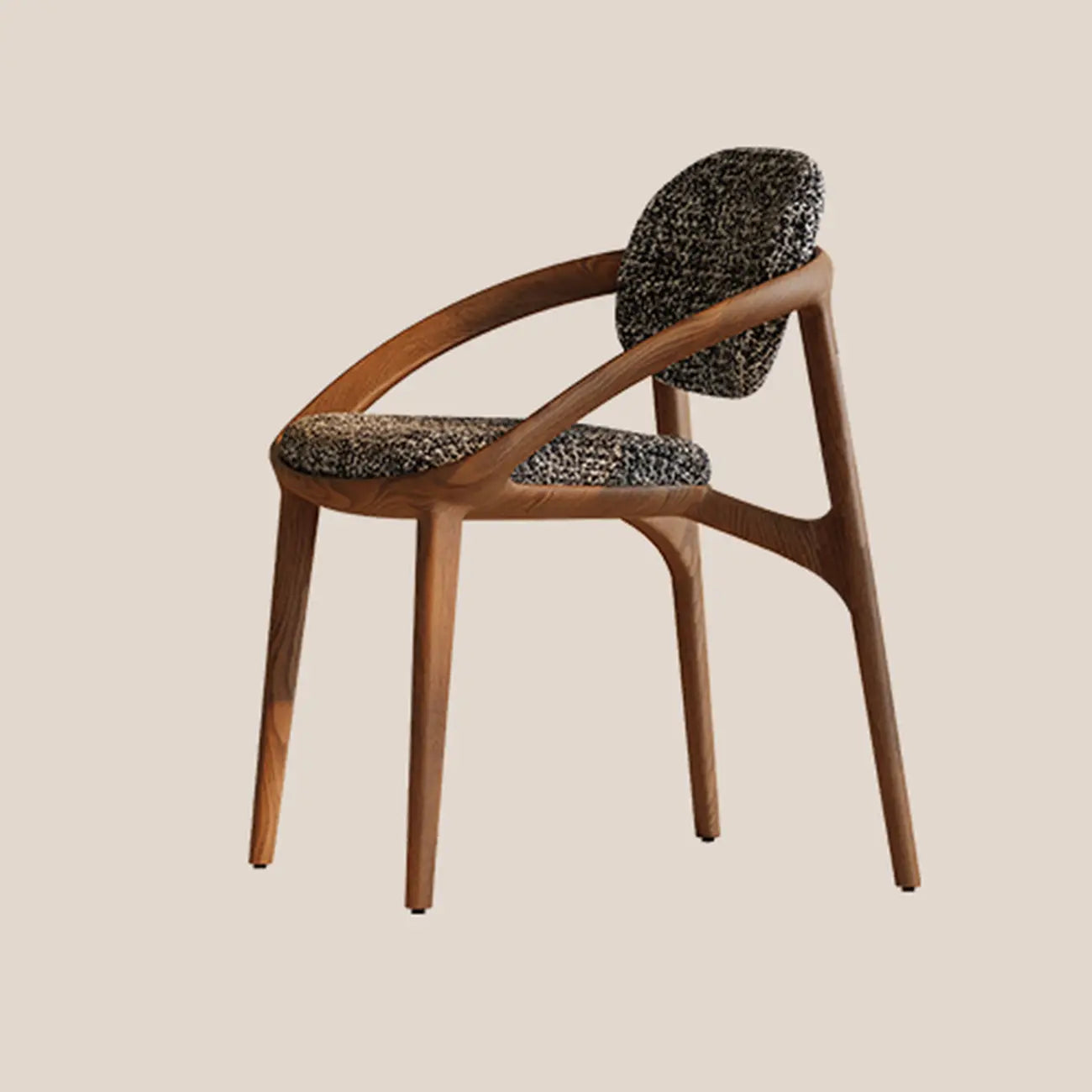 Chaise de salle à manger en bois de style moderne du milieu du siècle avec accoudoirs