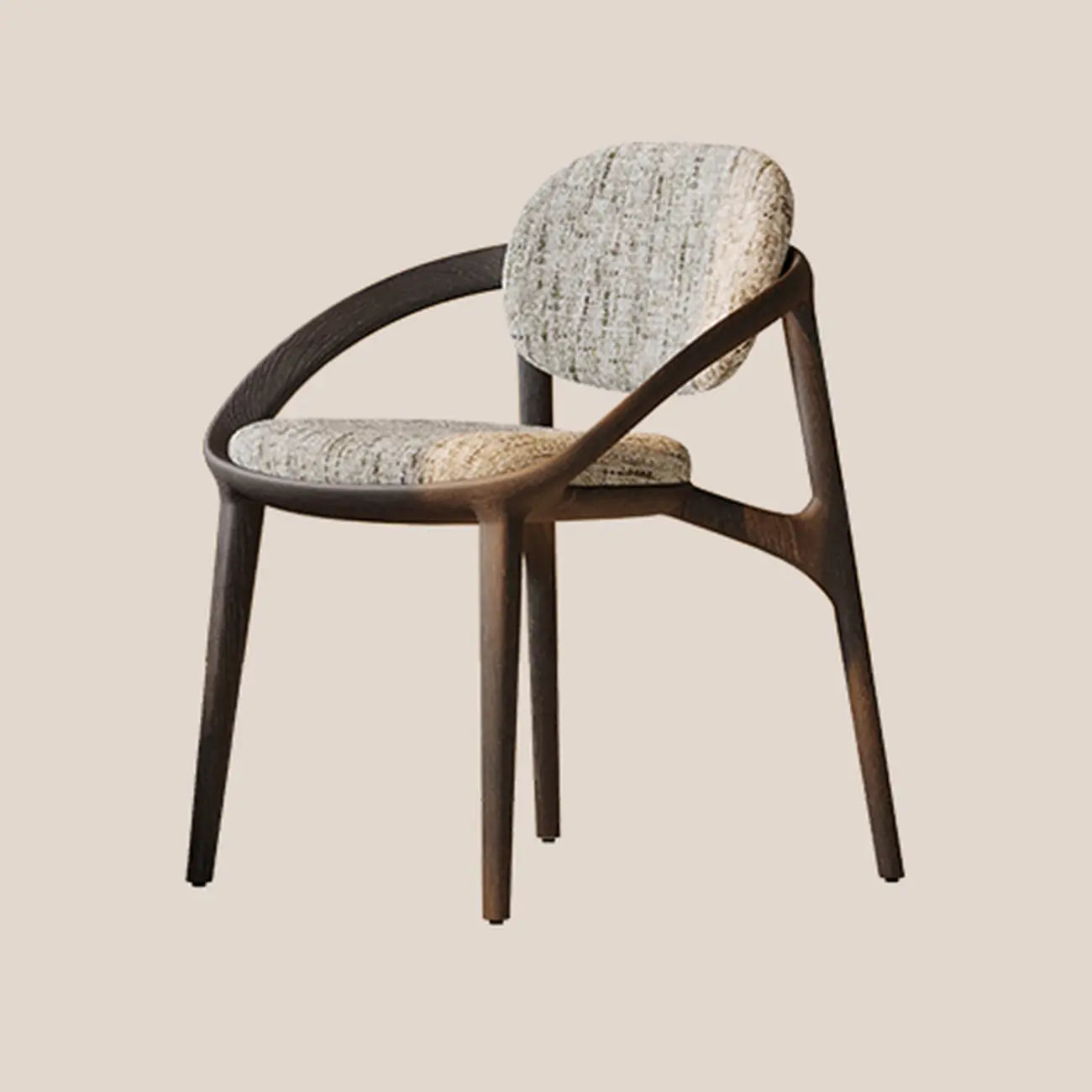 Chaise de salle à manger en bois de style moderne du milieu du siècle avec accoudoirs