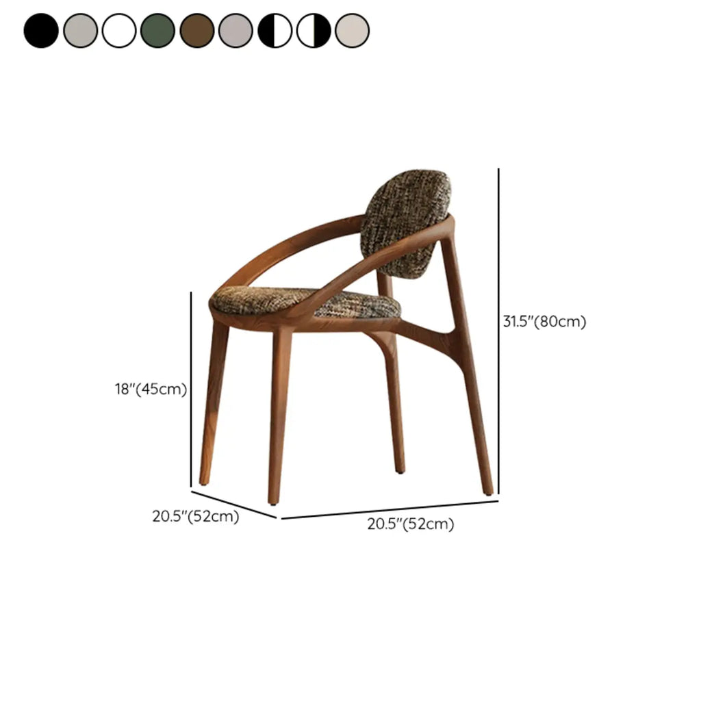 Chaise de salle à manger en bois de style moderne du milieu du siècle avec accoudoirs