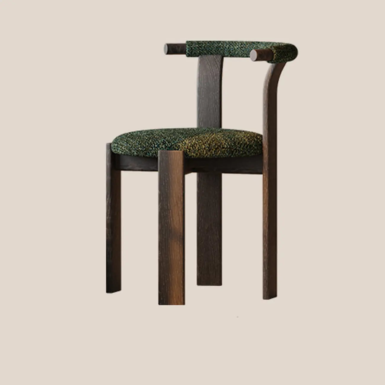 Chaises de salle à manger élégantes en bois, sans accoudoirs, à dossier ouvert et rembourrées