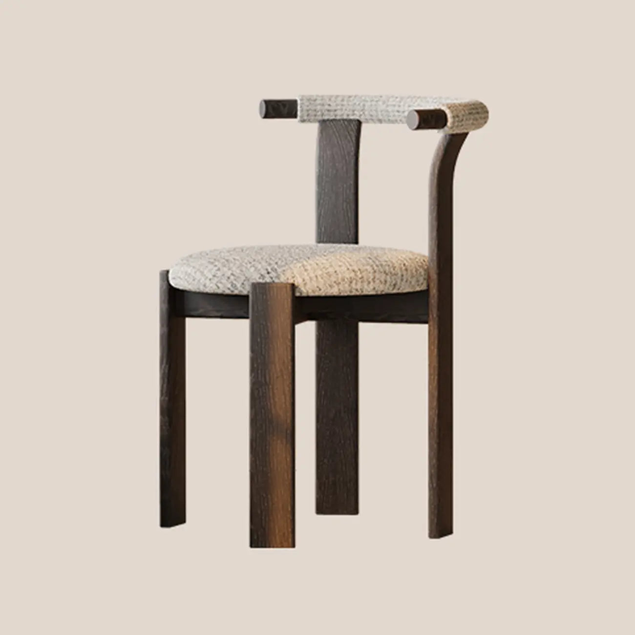 Chaises de salle à manger élégantes en bois, sans accoudoirs, à dossier ouvert et rembourrées