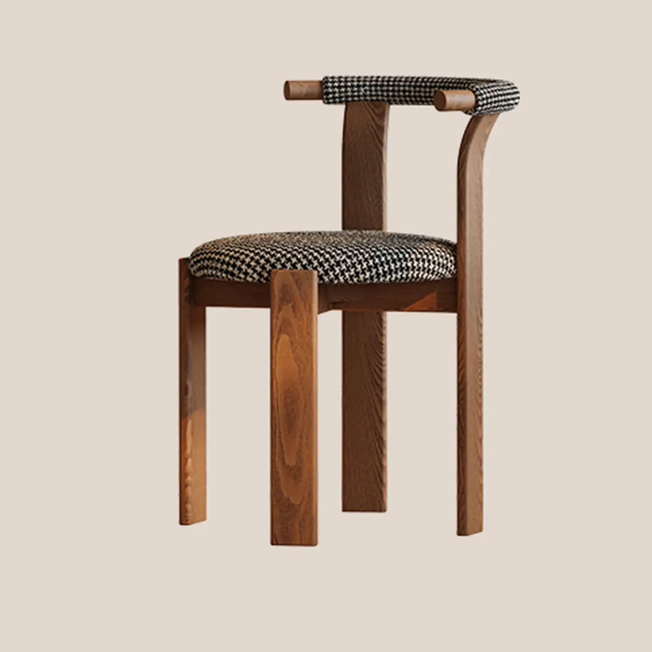 Chaises de salle à manger élégantes en bois, sans accoudoirs, à dossier ouvert et rembourrées