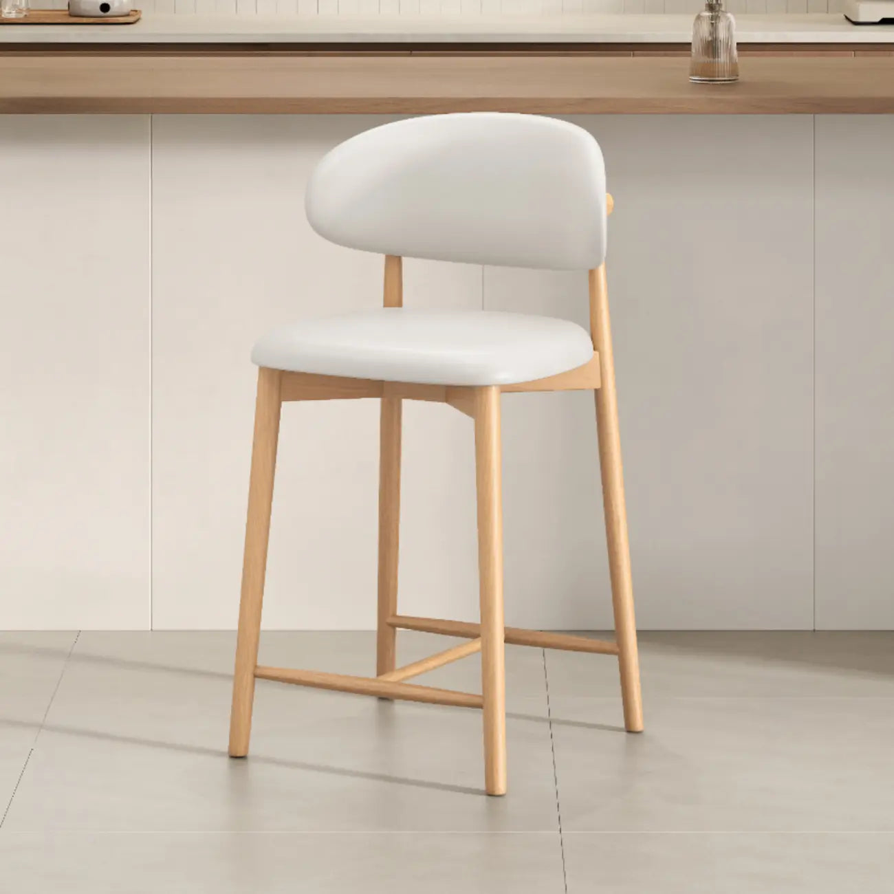 Tabouret de bar rembourré de style moderne du milieu du siècle avec dossier