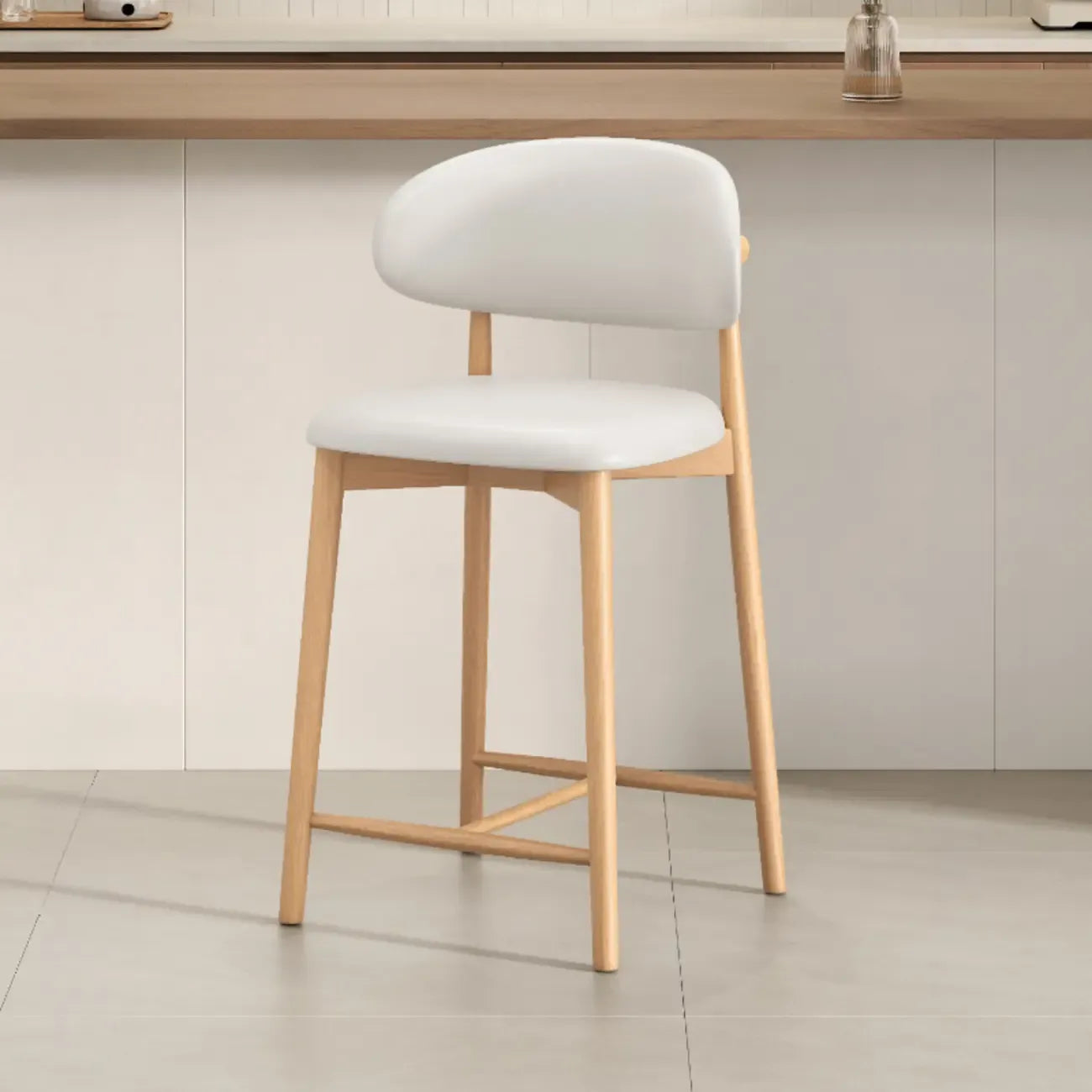 Tabouret de bar rembourré de style moderne du milieu du siècle avec dossier