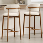 Tabouret de bar rembourré de style moderne du milieu du siècle avec dossier