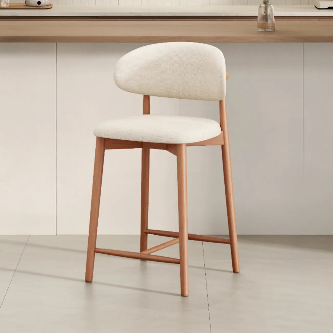 Tabouret de bar rembourré de style moderne du milieu du siècle avec dossier
