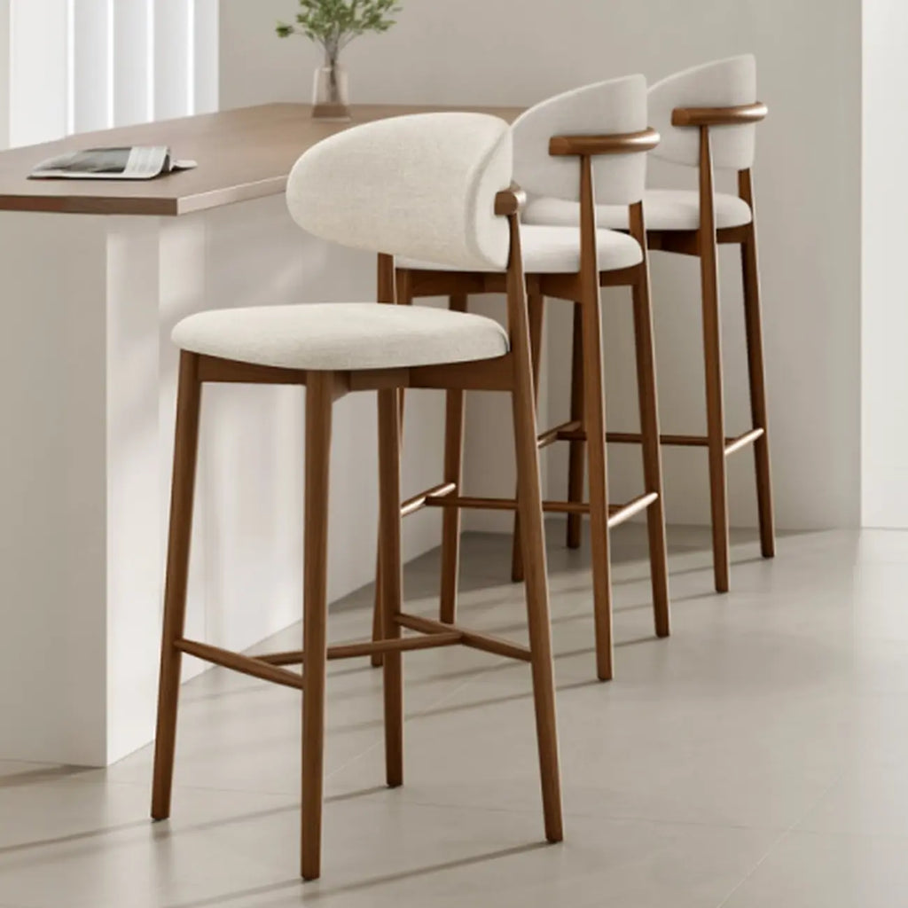 Tabouret de bar rembourré de style moderne du milieu du siècle avec dossier