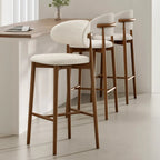 Tabouret de bar rembourré de style moderne du milieu du siècle avec dossier