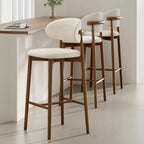 Tabouret de bar rembourré de style moderne du milieu du siècle avec dossier