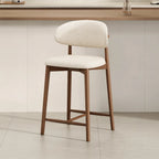 Tabouret de bar rembourré de style moderne du milieu du siècle avec dossier
